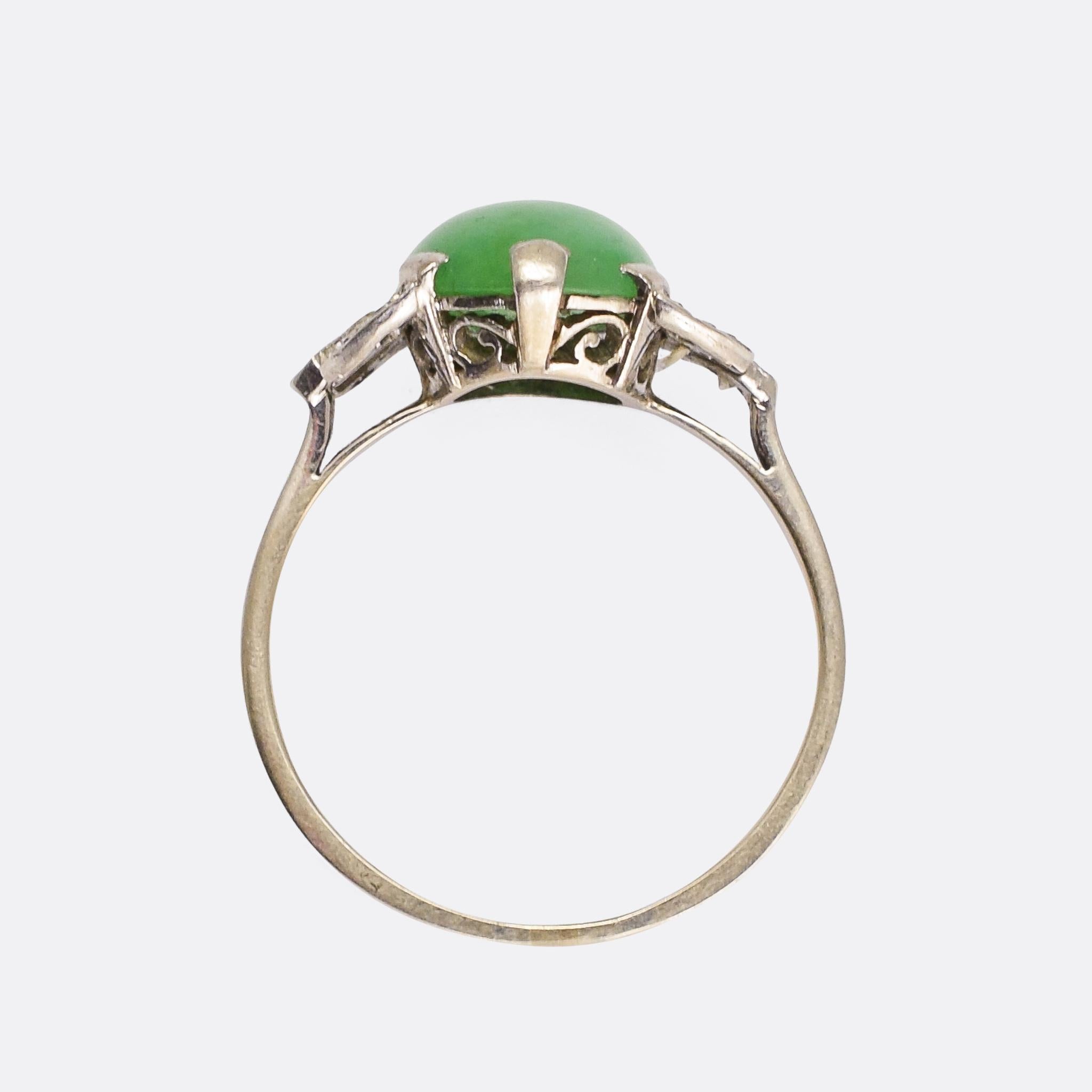 Art Deco Jade Diamond Cocktail Ring 1