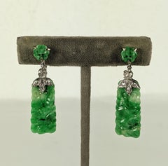Art Deco Jade Diamond Earrings