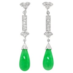 Art Deco Jade & Diamond Earrings