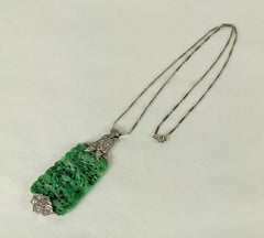 Art Deco Jade Diamond Pendant