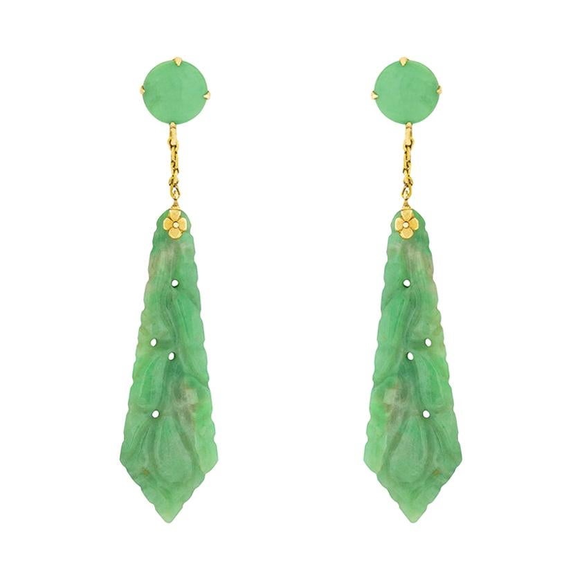 Art Deco Jade Drop Earrings, circa 1920s
