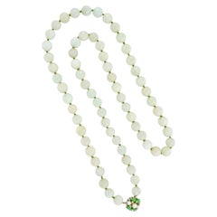 ART DECO JADE Necklace with Gold, Diamonds and Pearls Clasp