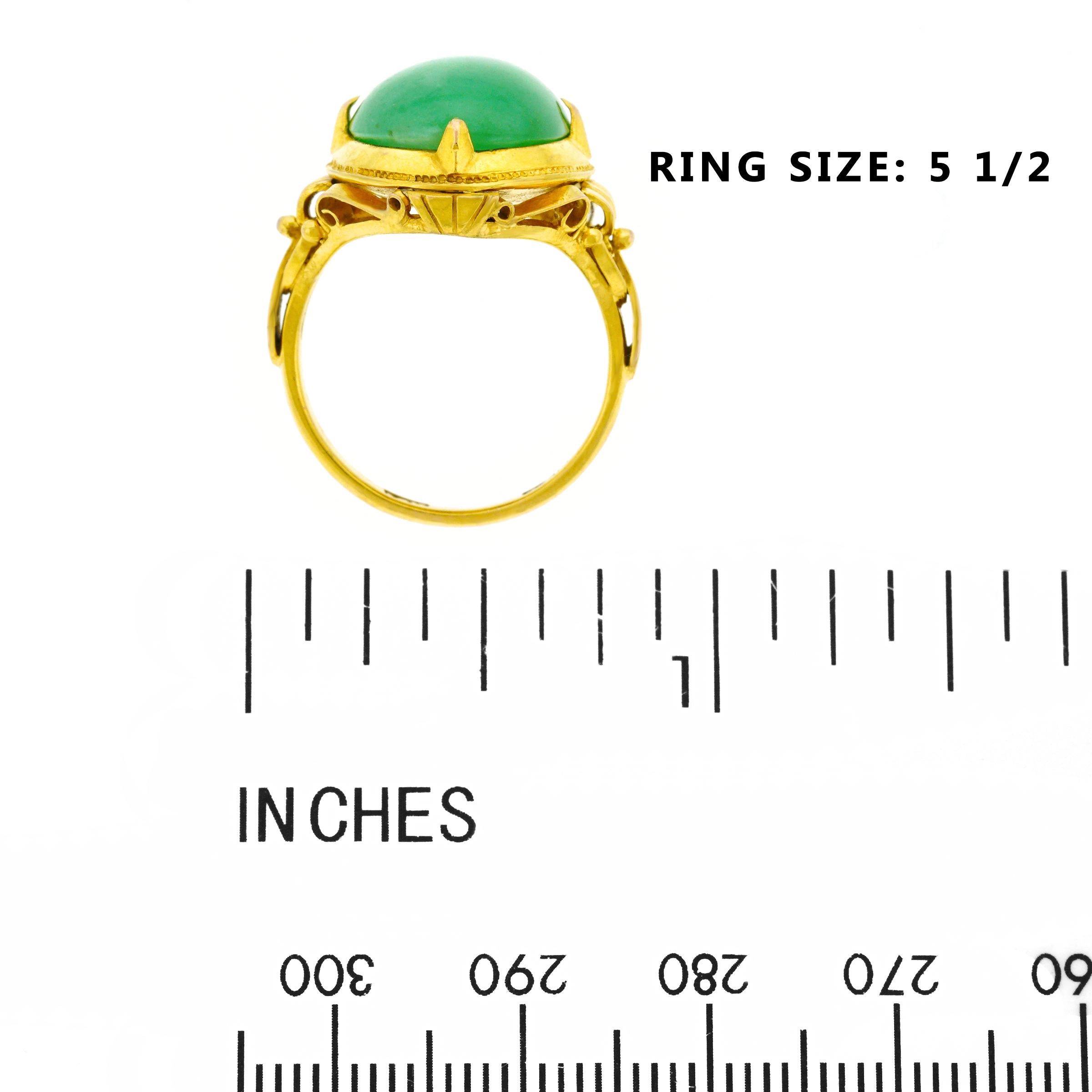 Art Deco Jade Set Gold Ring 1920s 2