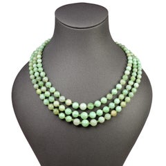 Art Deco Jade Three-Strand Necklace English circa 1920 Certified Untreated