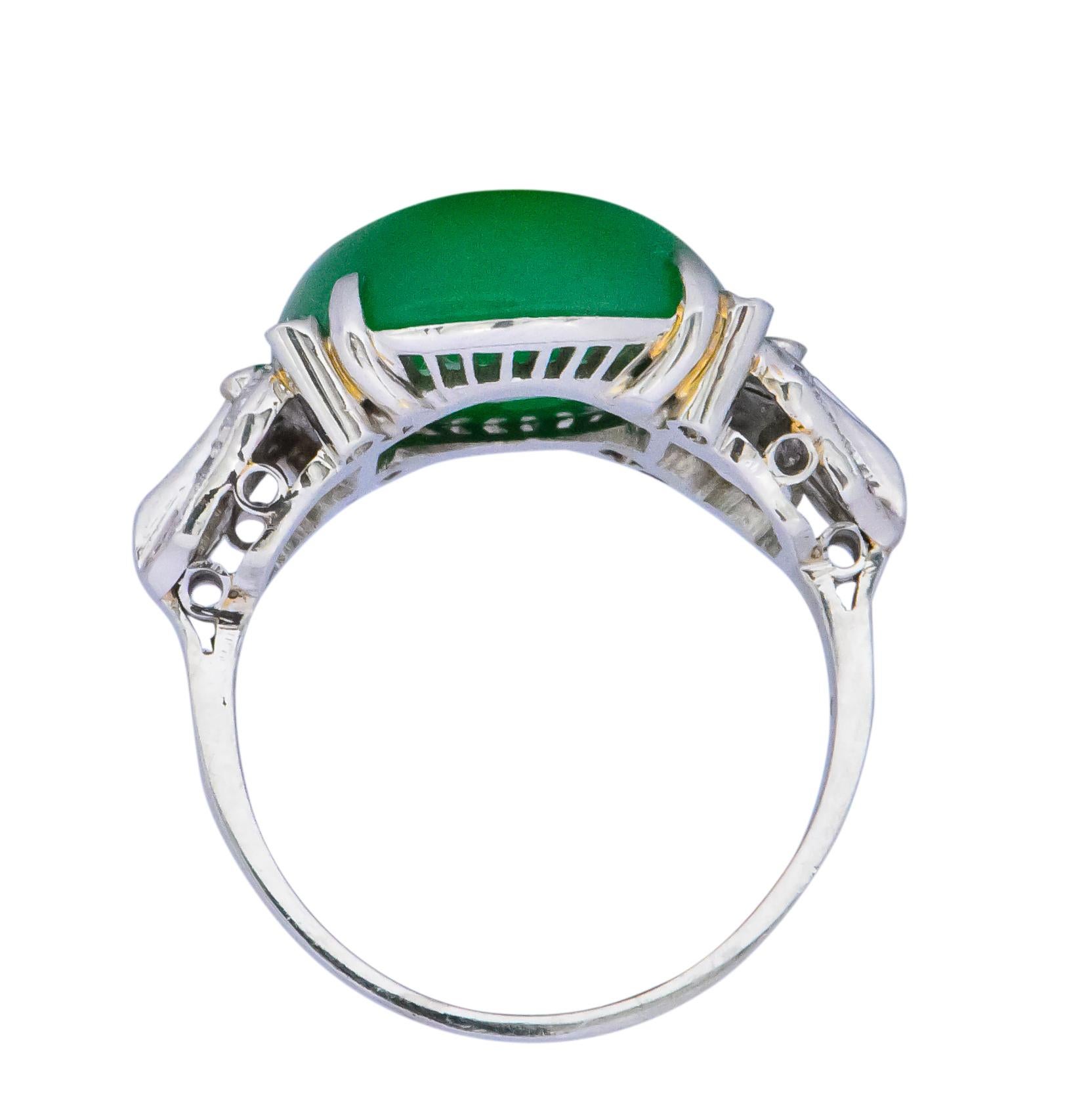 Art Deco Jadeite Jade Diamond Platinum Ring GIA Certified 1