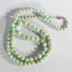 Antique Art Deco Jadeite Jade Necklace in Soft Muted Tones Certified Untreated