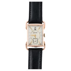 Art Deco Jaegar LeCoultre 14 Karat Rose Gold Fancy Lug Mens Unisex Dress Watch