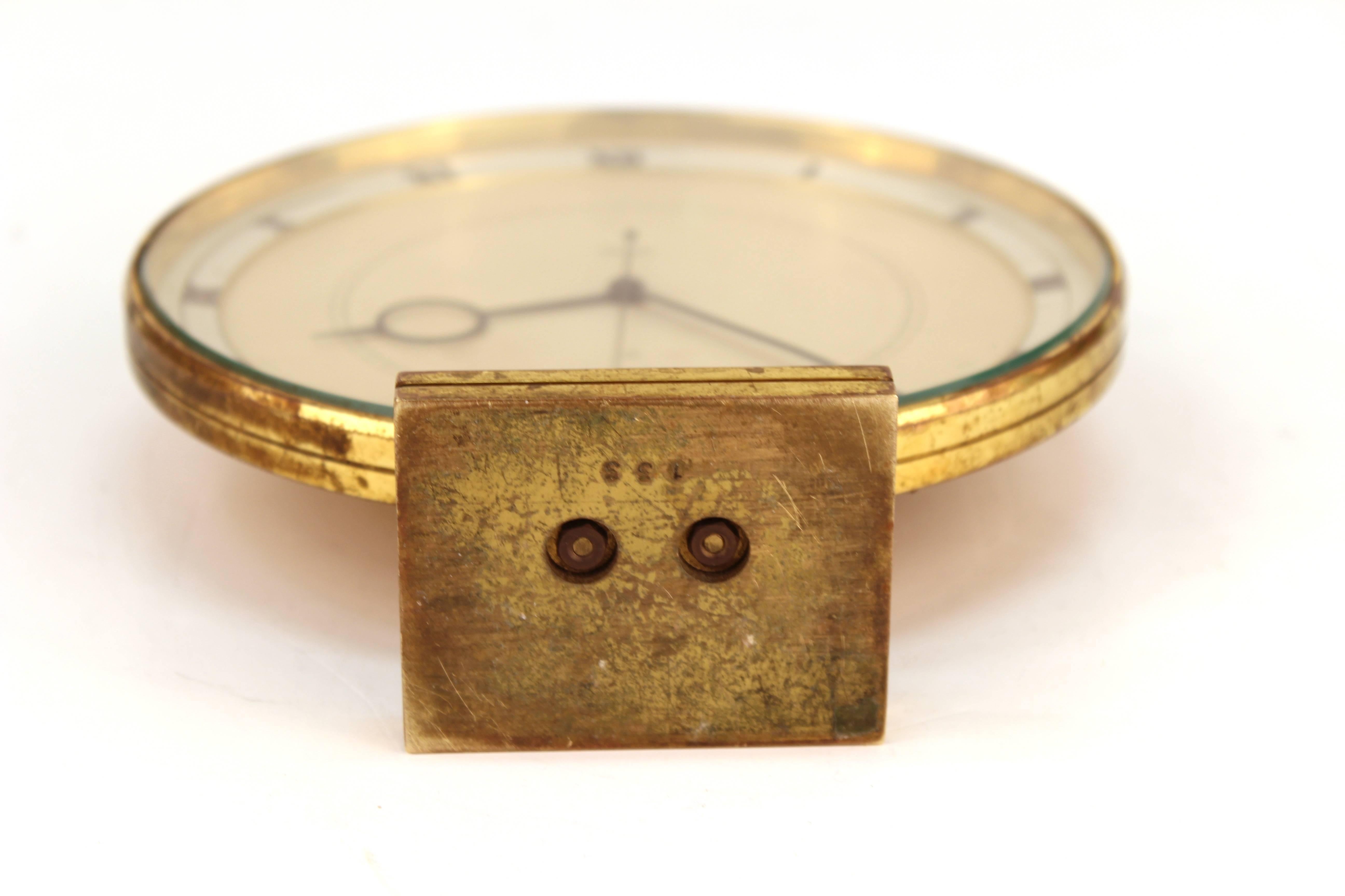 Art Deco Jaeger-LeCoultre Desk or Table Clock in Brass 1