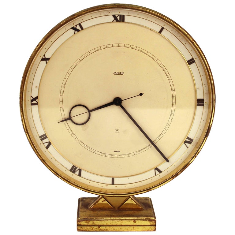 Art Deco JaegerLeCoultre Desk or Table Clock in Brass at 1stDibs