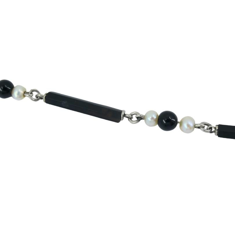 Art Deco Jaeger-LeCoultre Watch Pendant Jade Black Onyx Seed Pearl Necklace 4