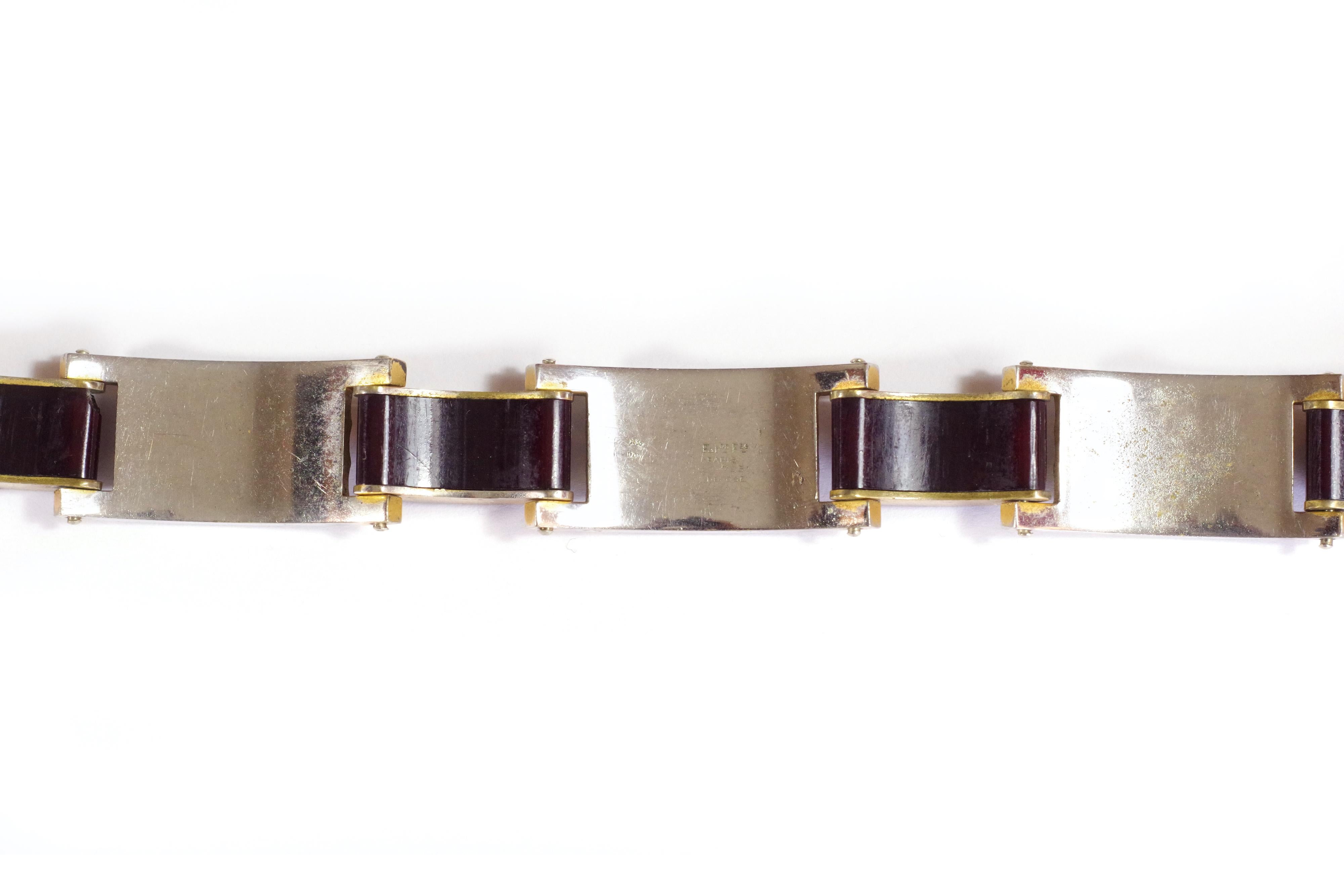 Art Deco Jakob Bengel Armband, antikes Metall und Galathit-Armband Anfang des 20. Jahrhunderts im Zustand „Relativ gut“ in PARIS, FR