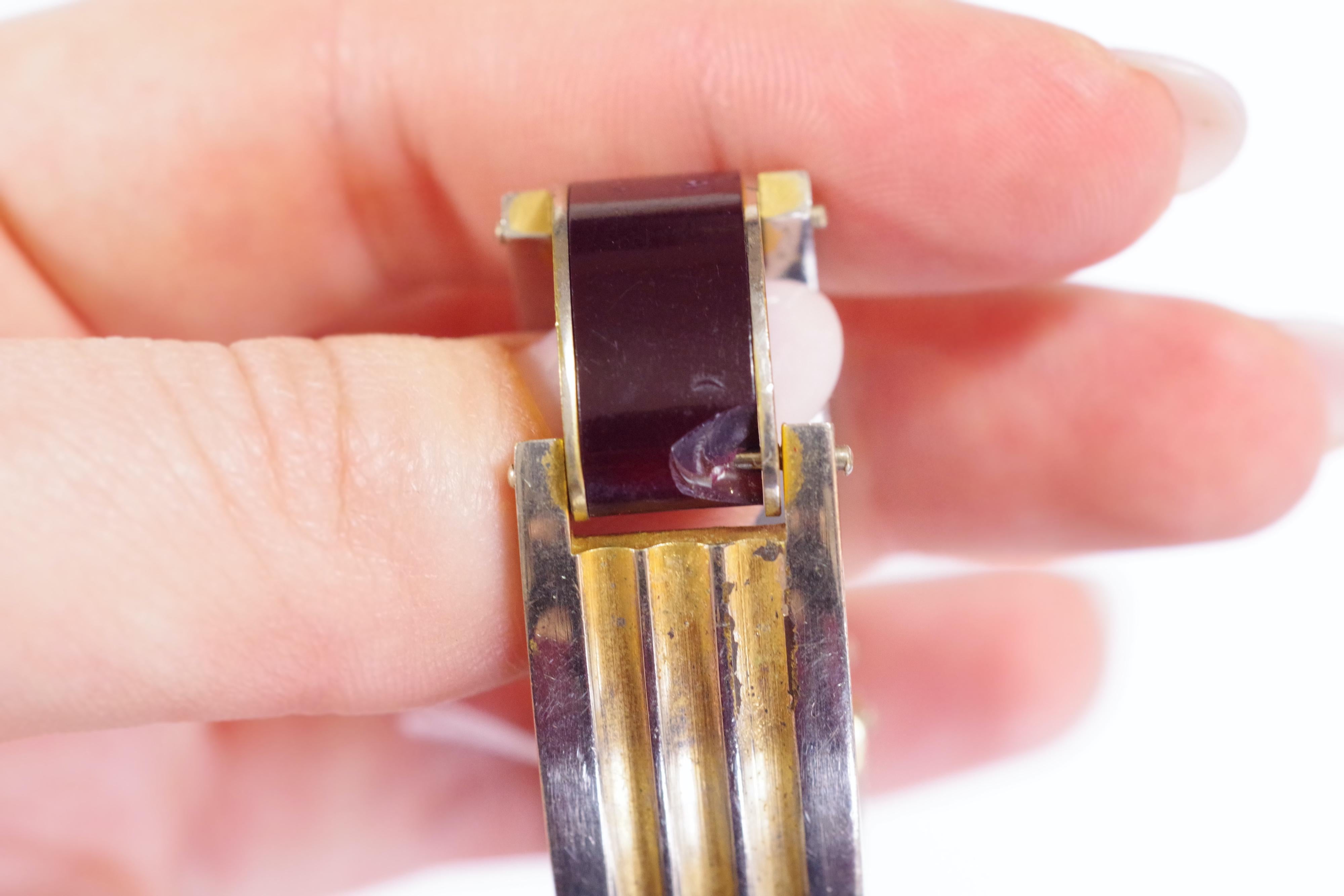 Art Deco Jakob Bengel Armband, antikes Metall und Galathit-Armband Anfang des 20. Jahrhunderts 3