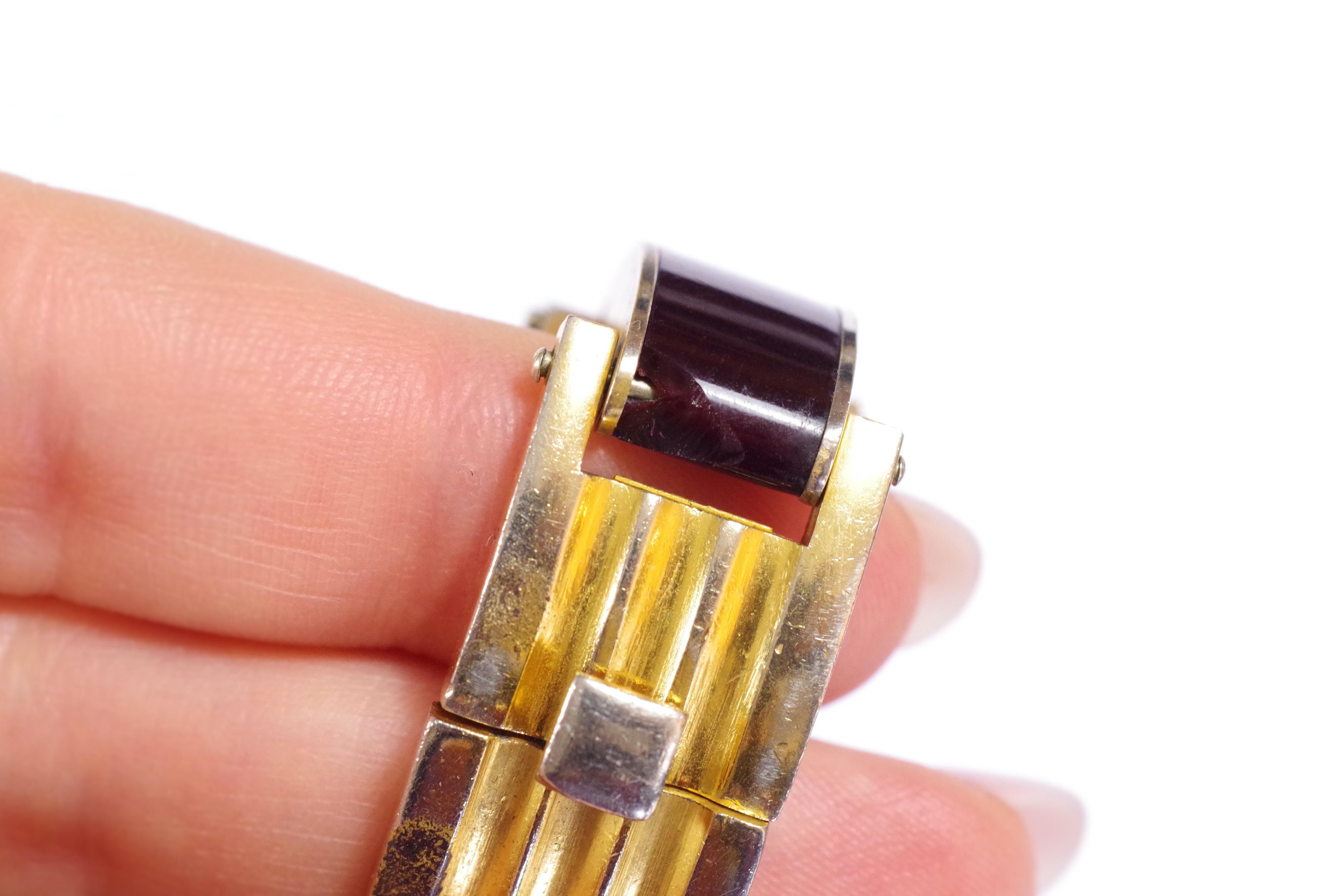 Art Deco Jakob Bengel Armband, antikes Metall und Galathit-Armband Anfang des 20. Jahrhunderts 4