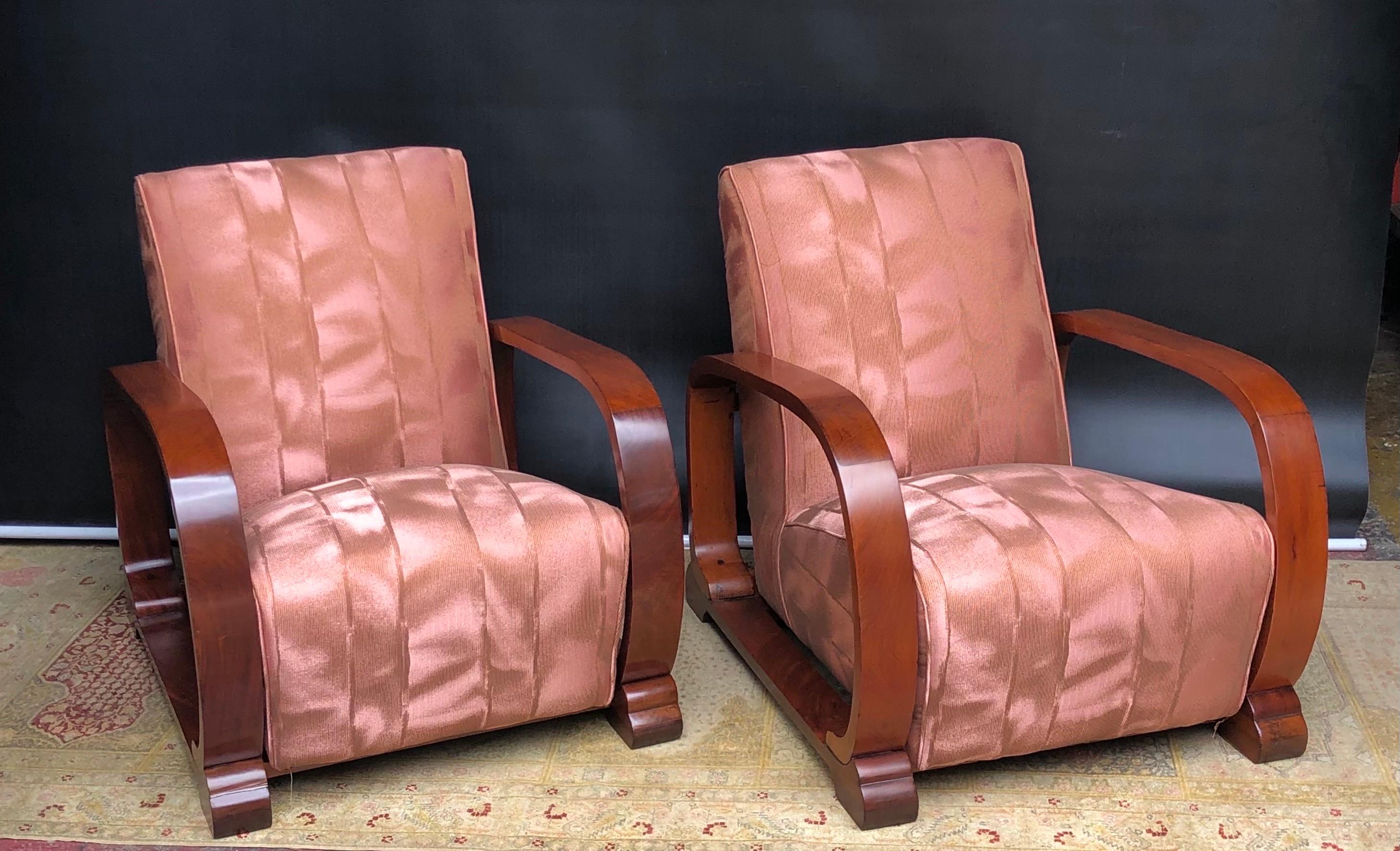 Art Deco Jamaican Mahogany Loop Club Chairs, 20th Century For Sale 4