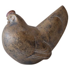 Art Deco Japanese Iron Hen Sculpture 1940s