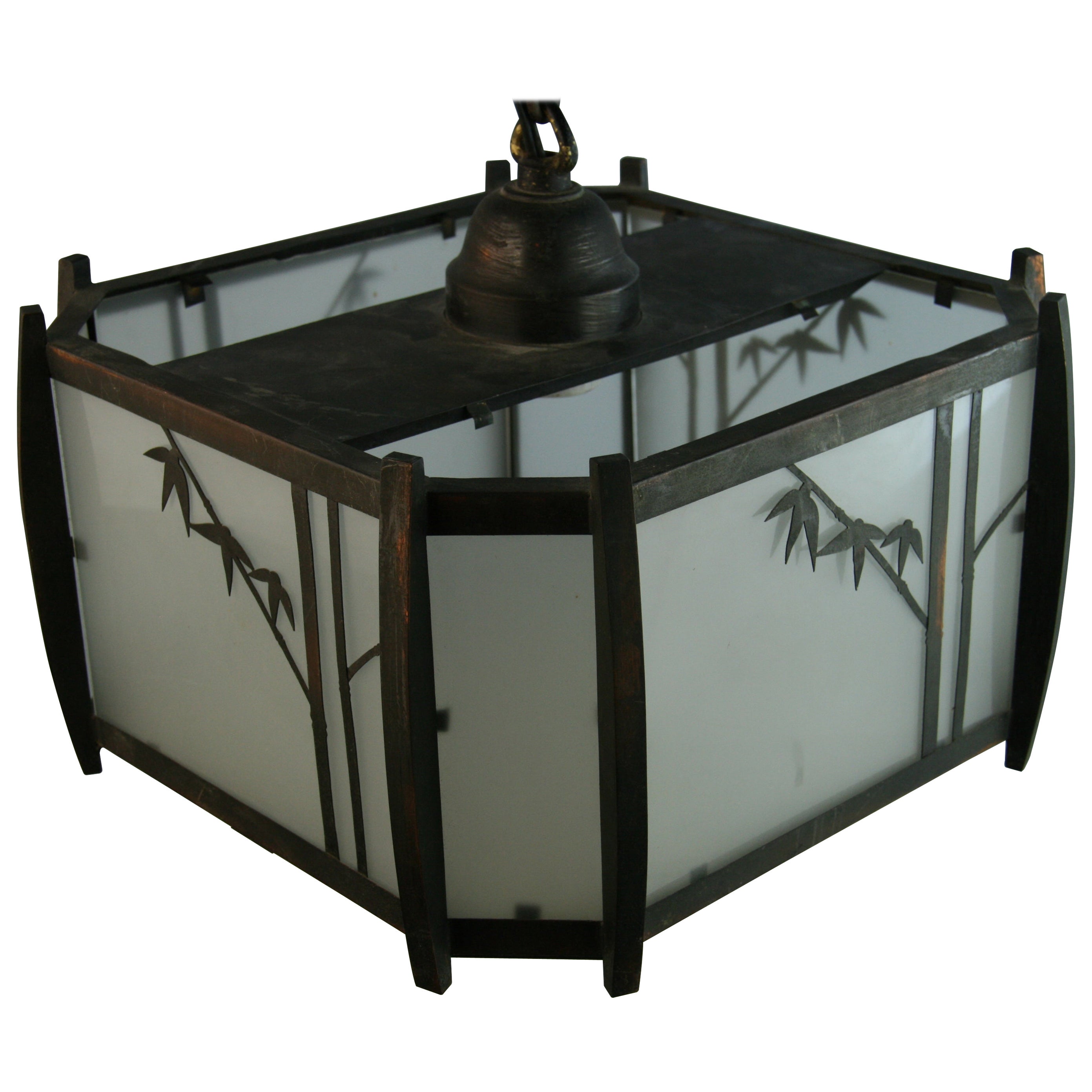 Art Deco Japanese Motif Copper Pendant/ Lantern 1930's