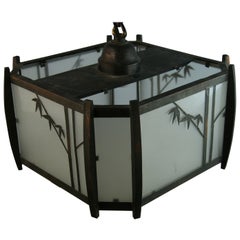 Art Deco Japanese Motif Copper Pendant/ Lantern 1930's