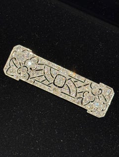 Art Deco Diamond Brooch, Japonisme Design Platinum Circa 1920s, 7.90cts