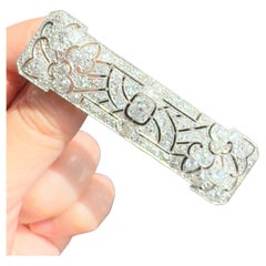 Art Deco Diamond Brooch, Japonisme Design Platinum Circa 1920s, 7.90cts