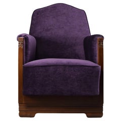 Sedia da salotto Art Deco in legno di Jatoba e velluto viola