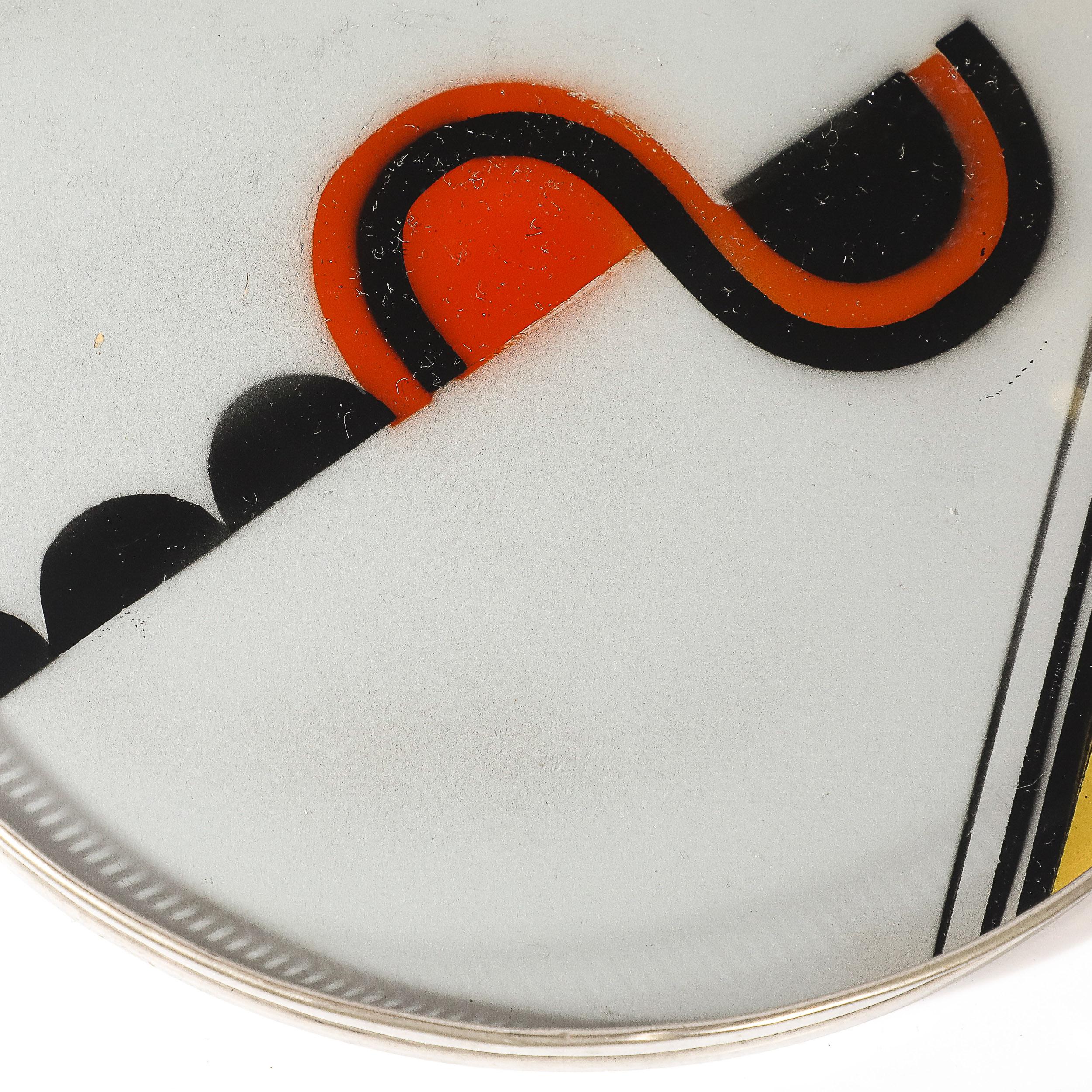 Juego de bandeja y posavasos cromados Art Decó Jazz Age Eglomise en venta 1