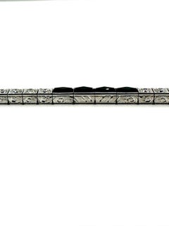 Art Deco J.E. Caldwell Diamond and Onyx Platinum Line Bracelet