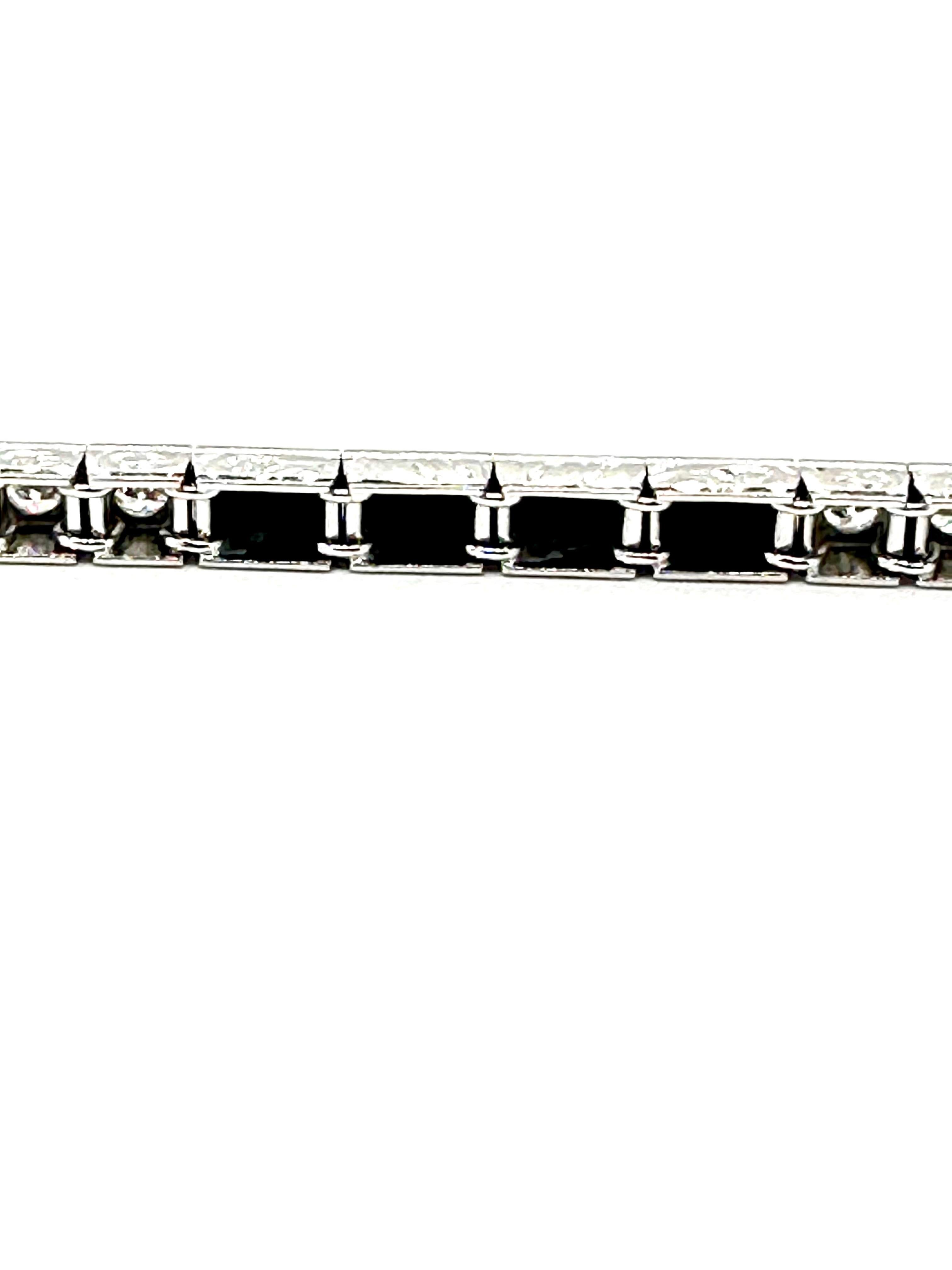Art Déco J.E. Caldwell Armband aus Platin mit Diamanten und Onyx in Platin  im Zustand „Hervorragend“ im Angebot in Chevy Chase, MD