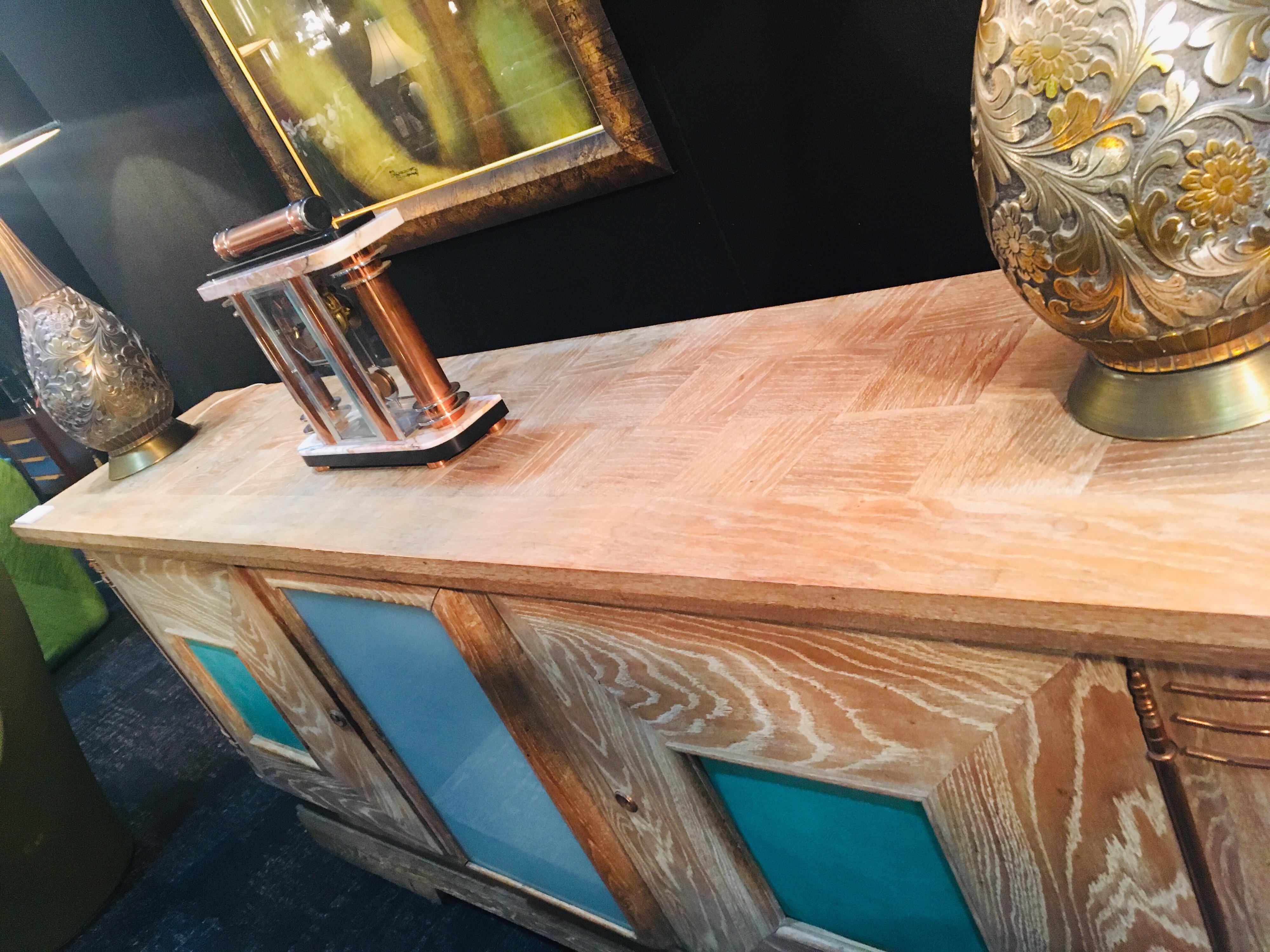 Art Deco Jean-Charles Moreux Cerused Oak Sideboard, France, circa 1940s In Good Condition For Sale In Melbourne, AU