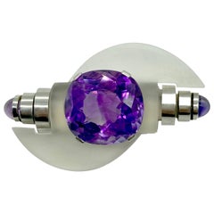 Art Deco Jean Despres Amethyst- und Bergkristall-Brosche