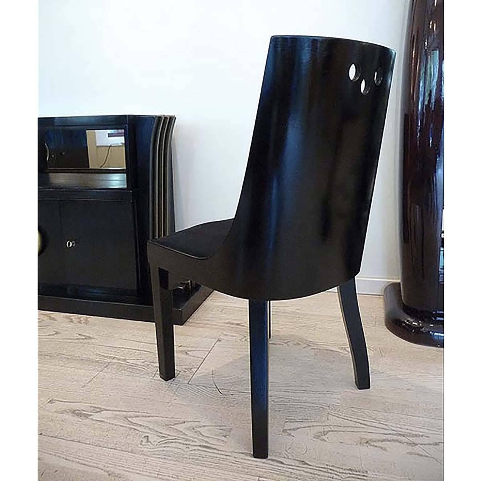 Mid-20th Century Art Deco Jean Pascaud Gondola Dining Chairs, France, circa 1933 For Sale