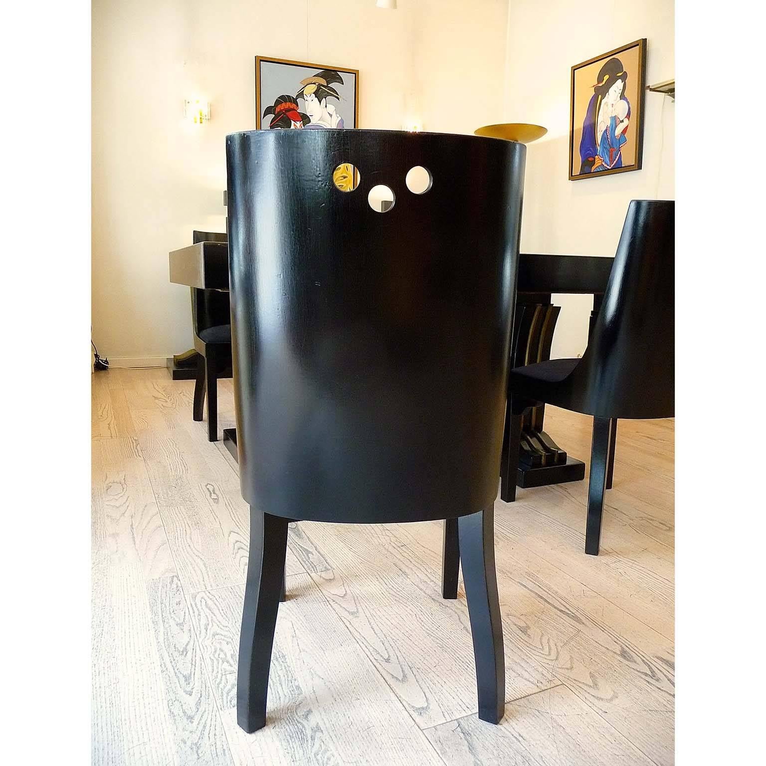 Upholstery Art Deco Jean Pascaud Gondola Dining Chairs, France, circa 1933 For Sale