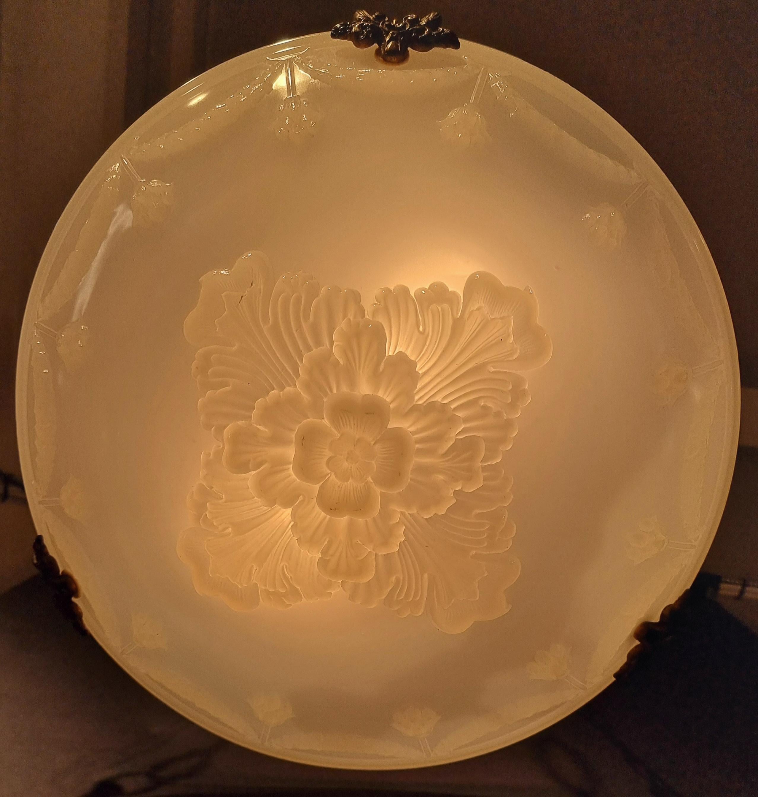 Jefferson Moonstone Glass Hanging Ceiling Lamp English, 20th Century For Sale 5