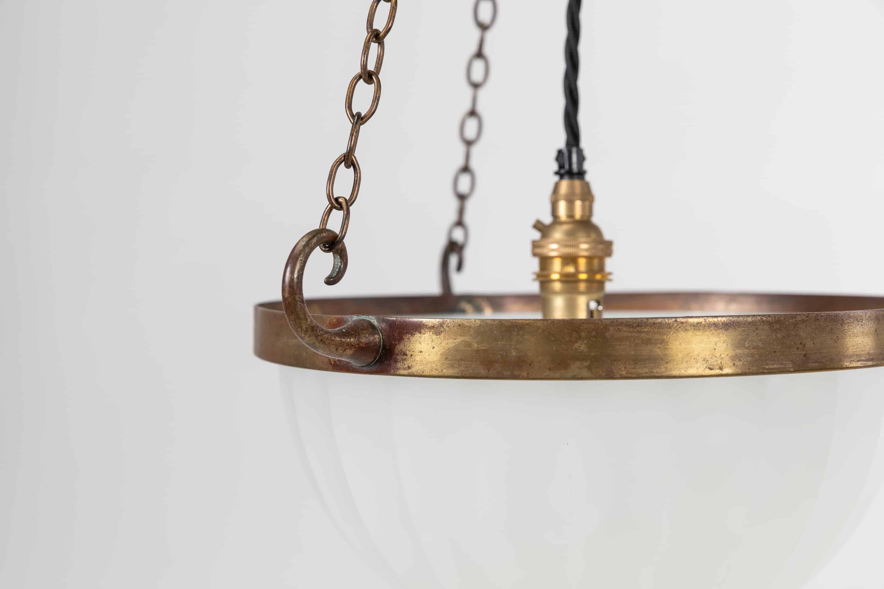 Mid-20th Century Art Deco Jefferson 'Moonstone' Milk Glass Plafonnier Lamp Pendant, c.1930