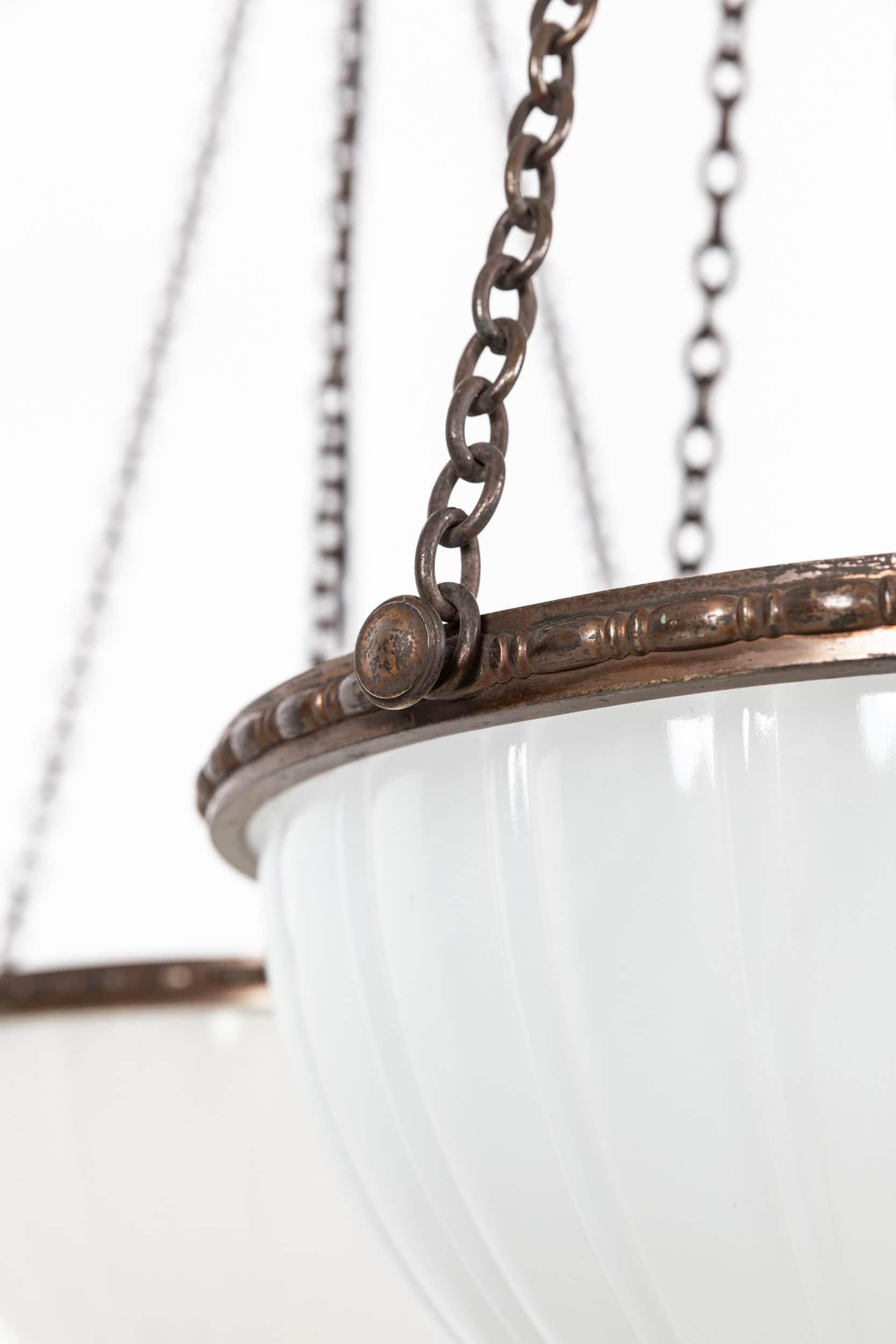 20th Century Art Deco Jefferson 'Moonstone' Milk Glass Plafonnier Light Pendant, C.1920 For Sale