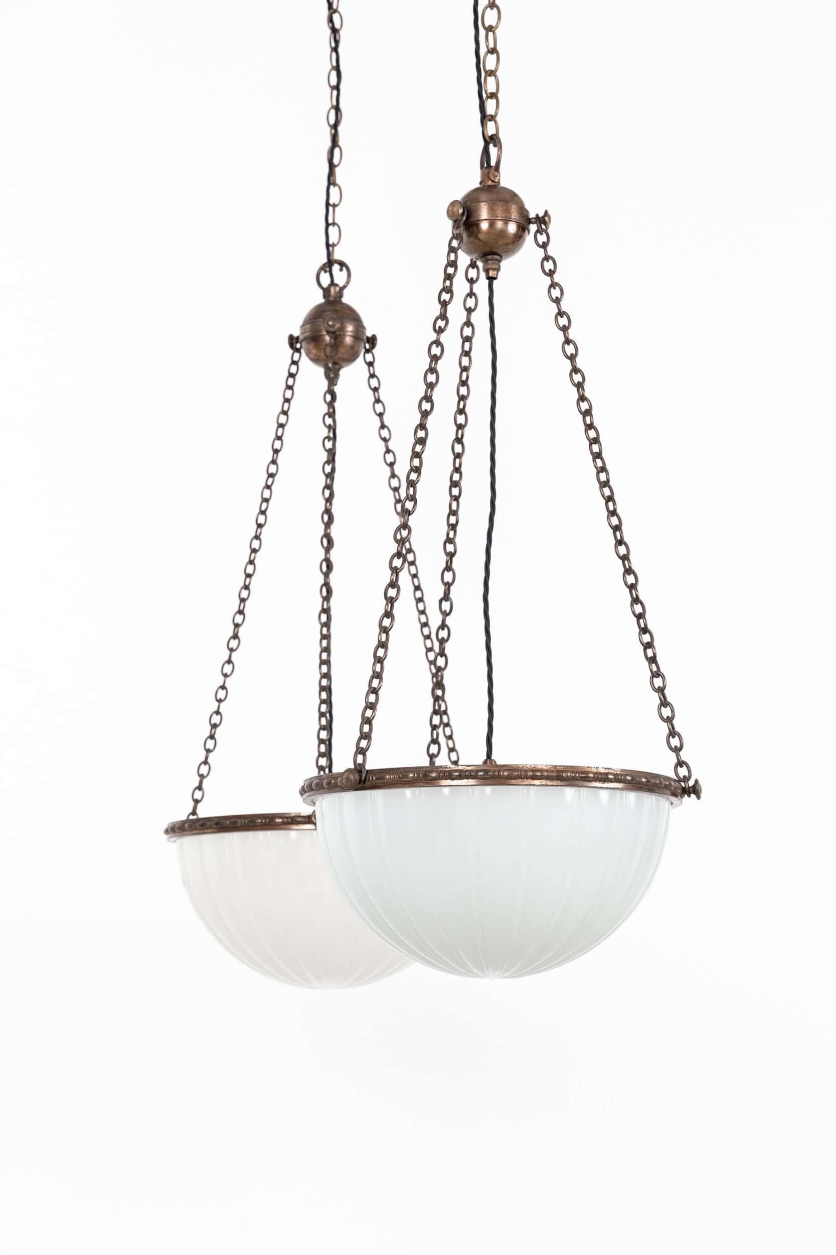 Art Deco Jefferson 'Moonstone' Milk Glass Plafonnier Light Pendant, C.1920 For Sale