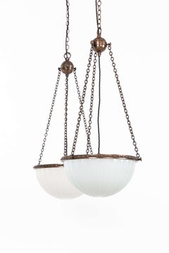 Art Deco Jefferson 'Moonstone' Milk Glass Plafonnier Light Pendant, C.1920
