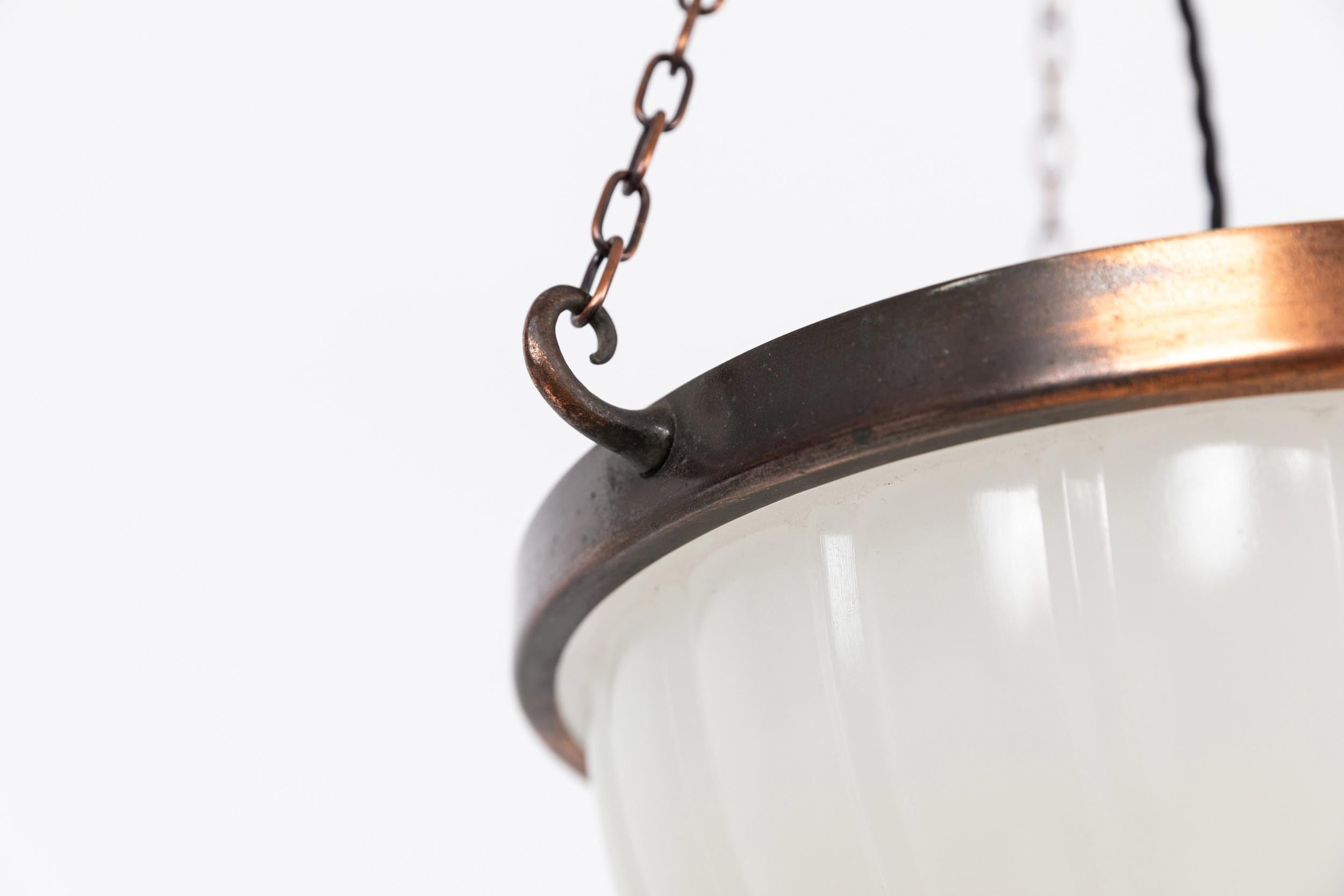 Art Deco Jefferson 'Moonstone' Milk Glass Plafonnier Light Pendant, C.1930 In Fair Condition In London, GB