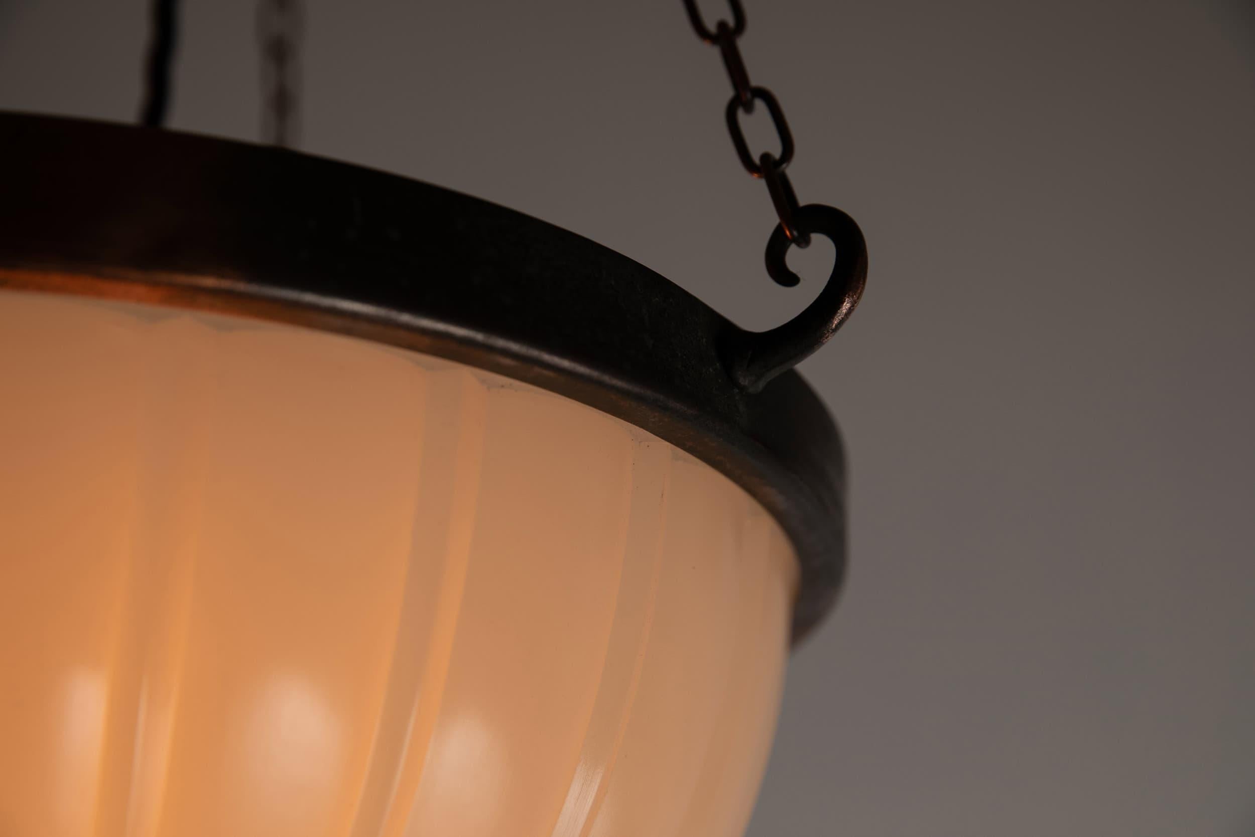Art Deco Jefferson 'Moonstone' Milk Glass Plafonnier Light Pendant, C.1930 2
