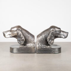 Art Deco Jennings Brothers Irish Setter Dog Bookends, c.1920-1930