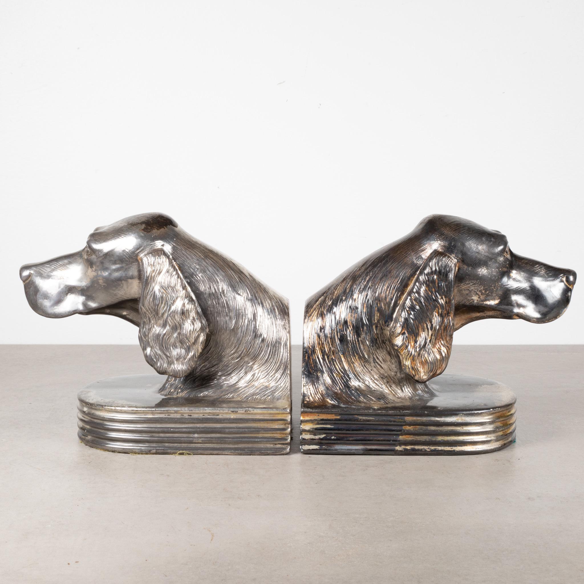 Metal Art Deco Jennings Brothers Irish Setter Dog Bookends, C.1920-1930