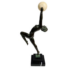 Art Deco "Jeu" Ball Dancer Sculpture by Max Le Verrier, Signed "Le Verrier"