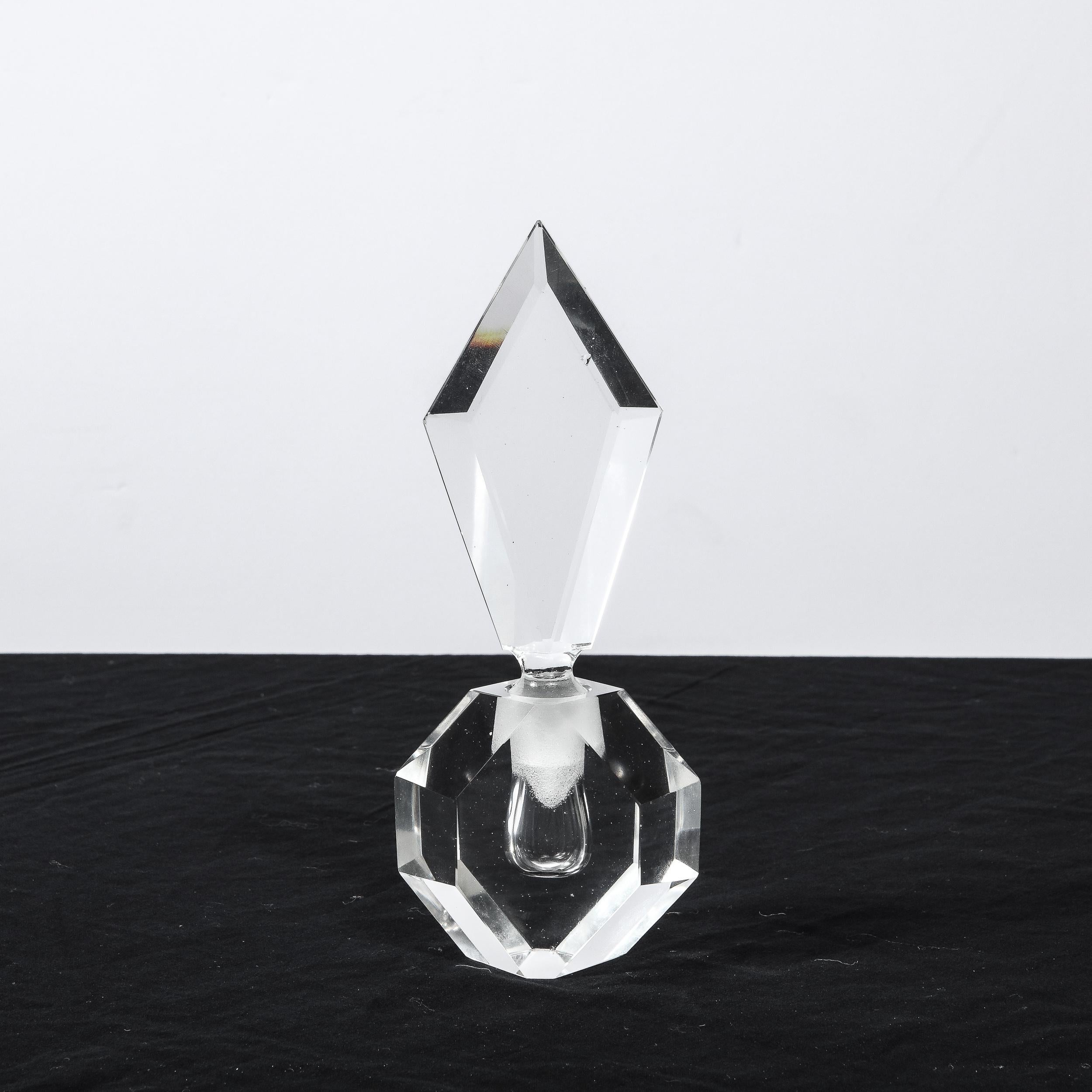 Art Deco Jewel Cut Prismatic Translucent Crystal Perfume Bottle 5