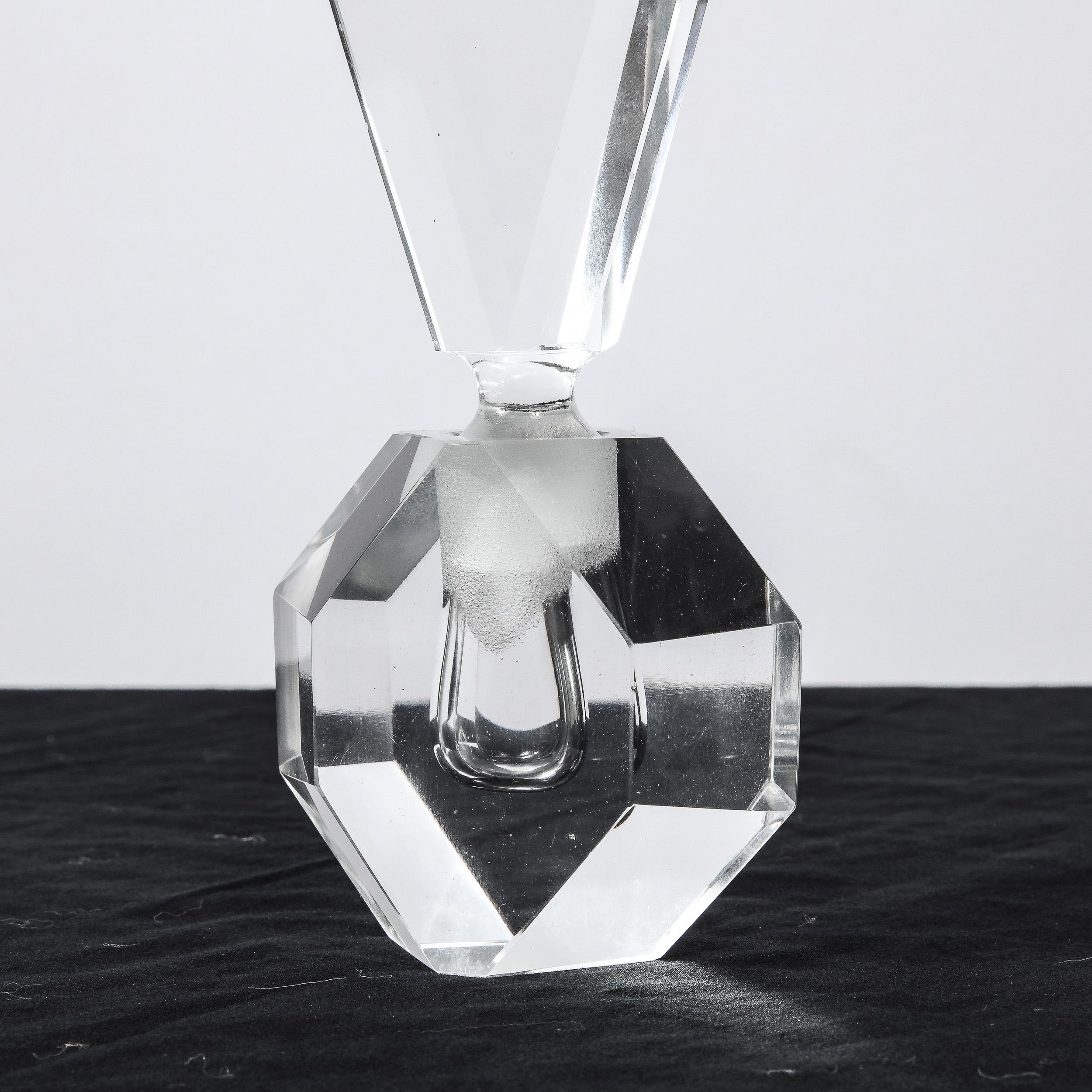 Art Deco Jewel Cut Prismatic Translucent Crystal Perfume Bottle 6