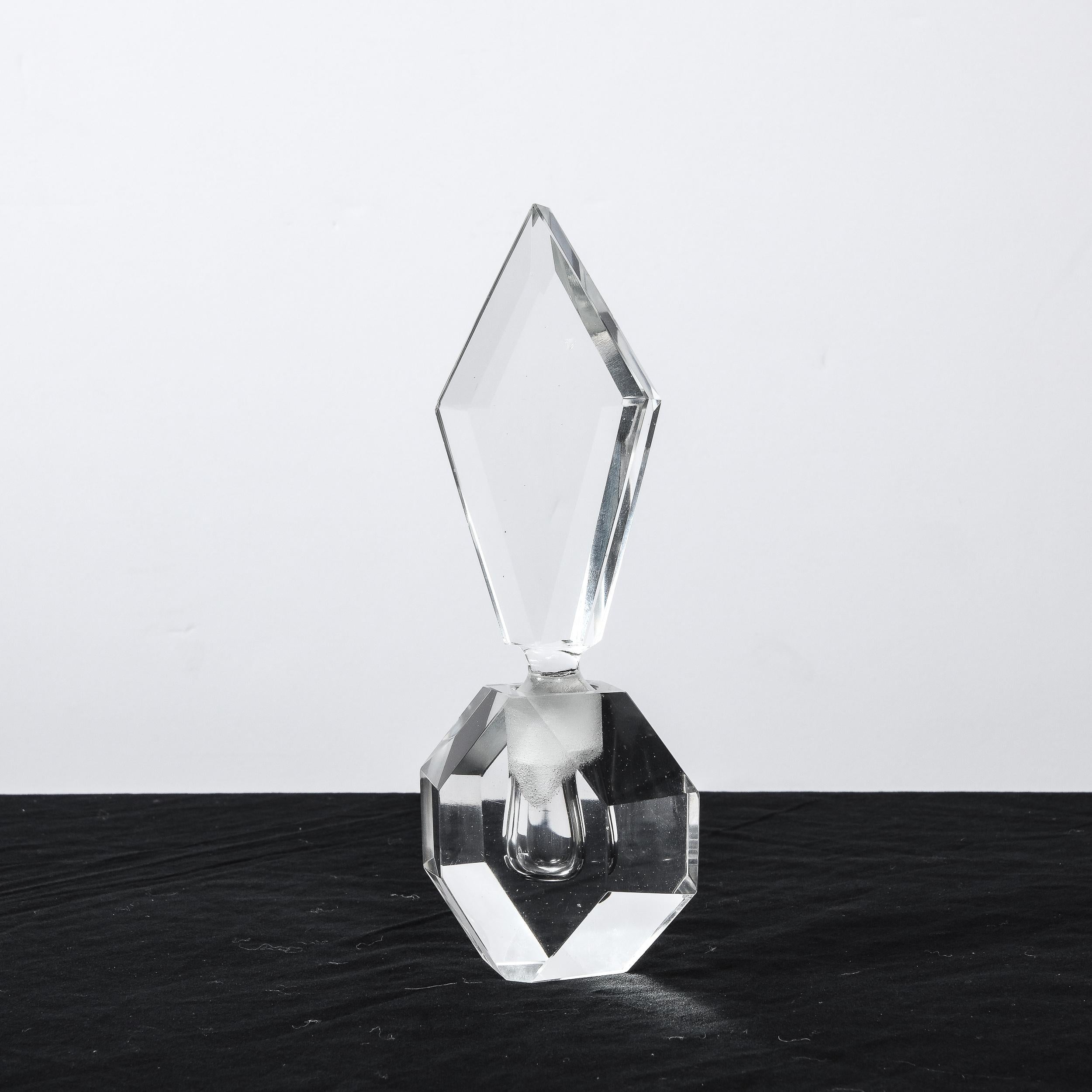 Art Deco Jewel Cut Prismatic Translucent Crystal Perfume Bottle 7