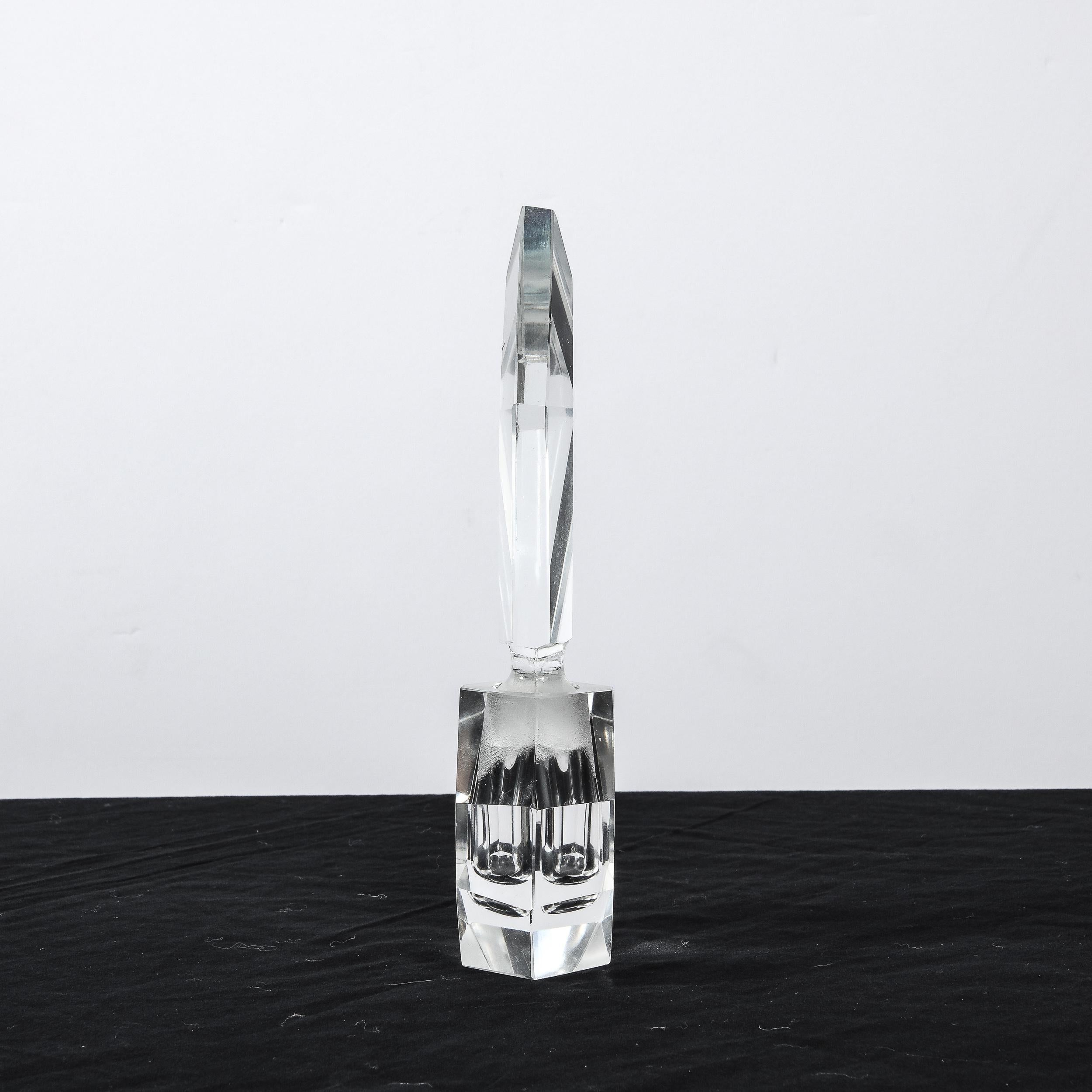 Art Deco Jewel Cut Prismatic Translucent Crystal Perfume Bottle 8