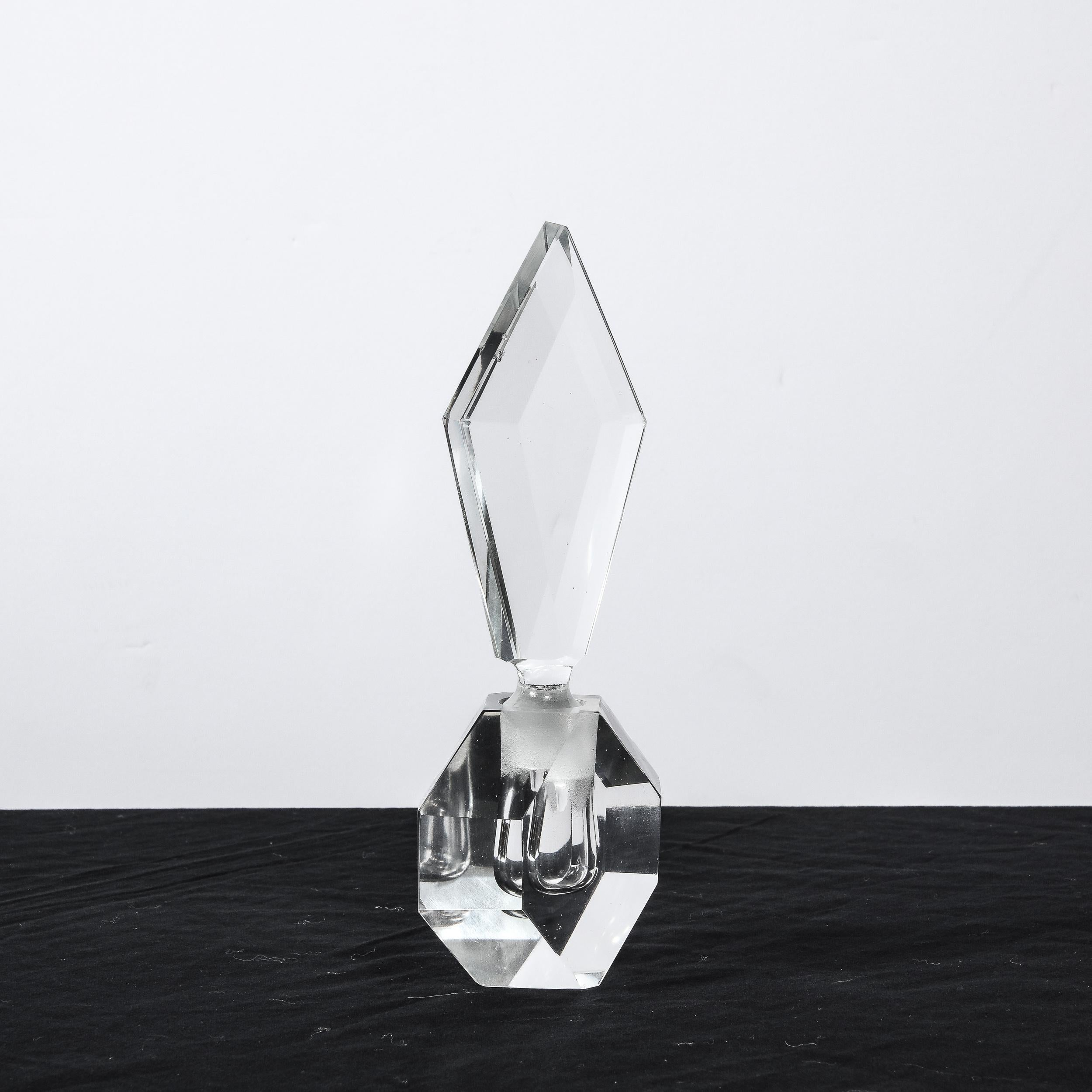 Art Deco Jewel Cut Prismatic Translucent Crystal Perfume Bottle 9