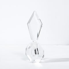 Art Deco Jewel Cut Prismatic Translucent Crystal Perfume Bottle