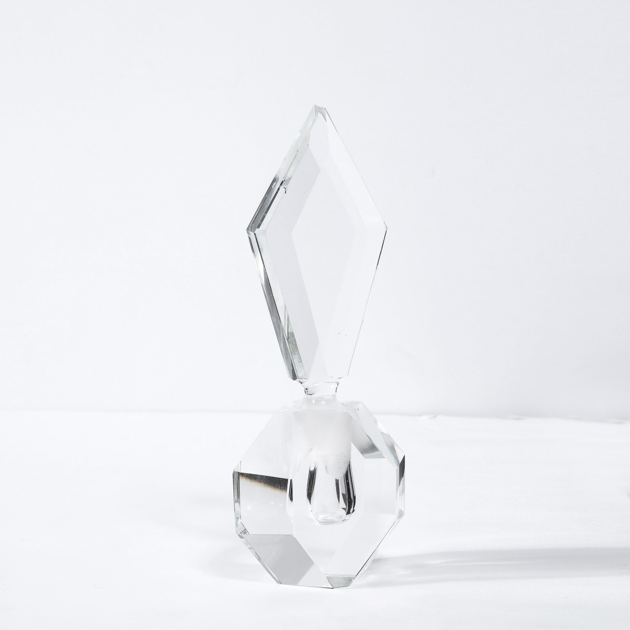 American Art Deco Jewel Cut Prismatic Translucent Crystal Perfume Bottle