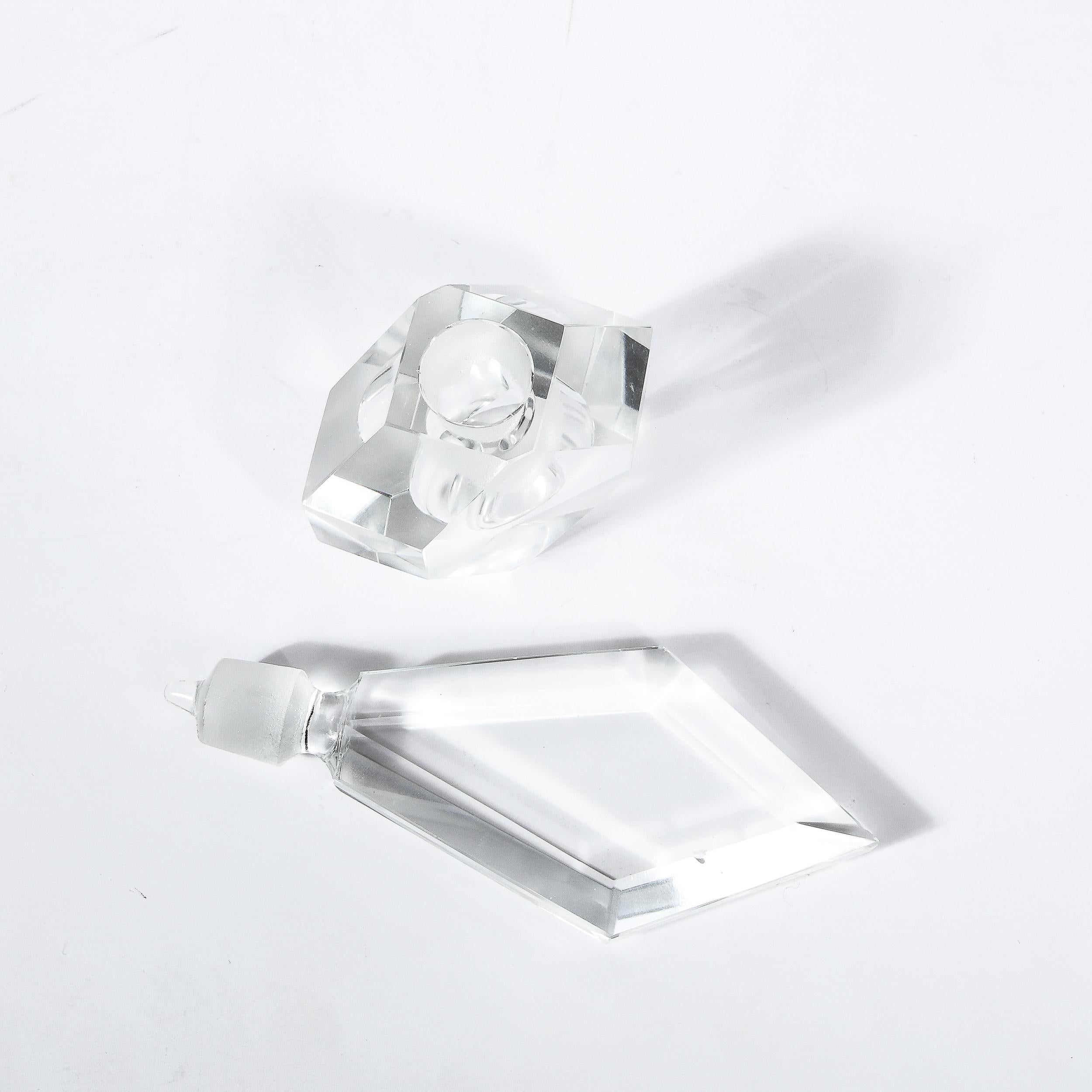 Art Deco Jewel Cut Prismatic Translucent Crystal Perfume Bottle 1