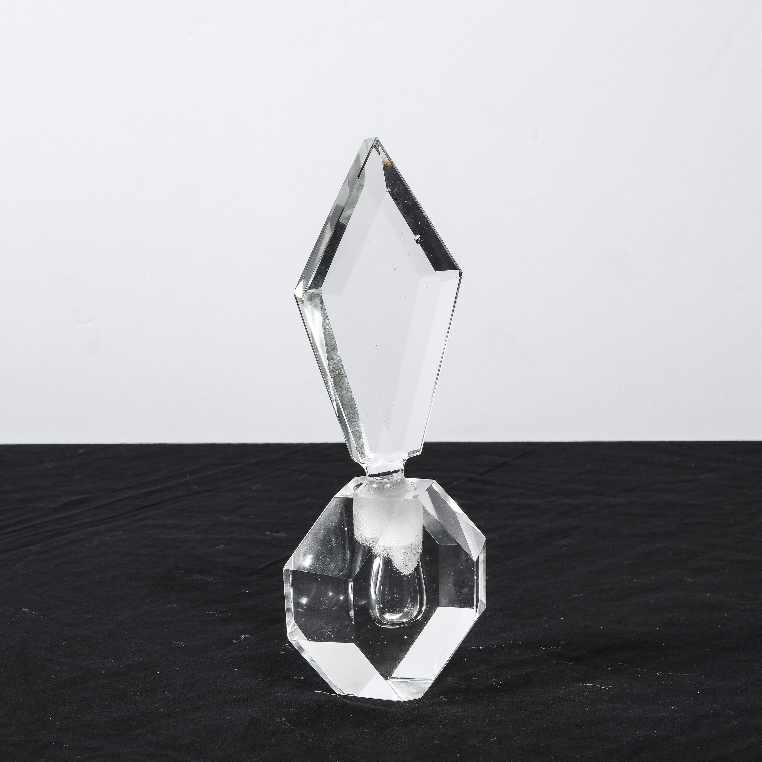 Art Deco Jewel Cut Prismatic Translucent Crystal Perfume Bottle 2